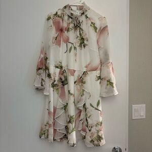 Ted Baker White Dress with Blush Floral Print